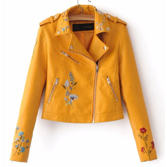 Korean version of the lapel locomotive leather Coat